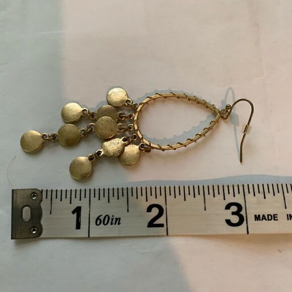 Gold Tear Drop Chandelier Earrings - Picture 2 of 3